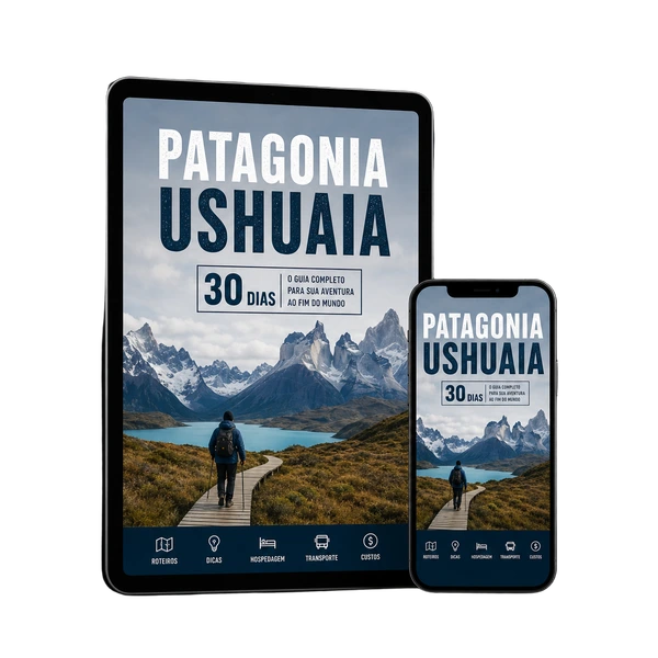Mockup do ebook Patagônia Ushuaia em 30 dias
